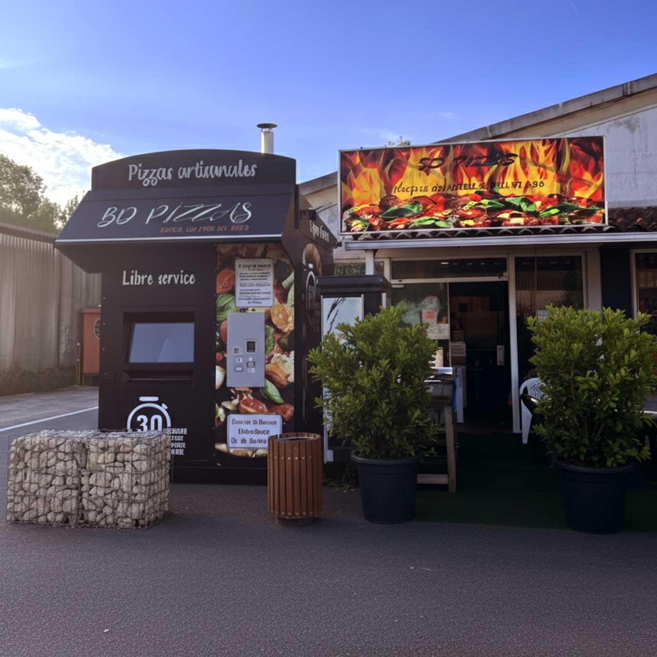 Distributeur BD Pizzas éclairé de jour à Nercillac – Commandez vos pizzas avant une balade à Julienne ou Chassors